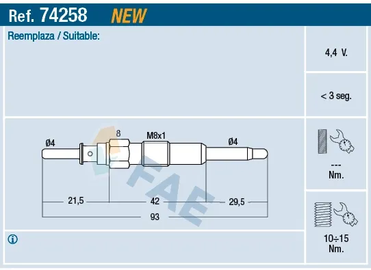 Свічка накалу 74258 FAE