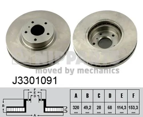Гальмівні диски передні J3301091 Nipparts