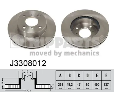 Гальмівні диски передні J3308012 Nipparts