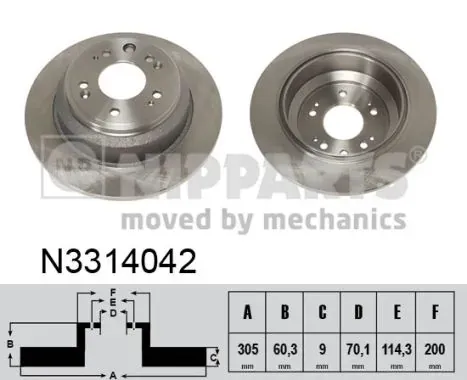 Гальмівні диски N3314042 Nipparts