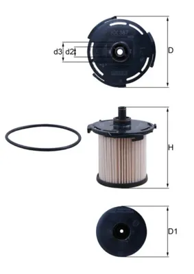 Паливний фільтр KX387D Mahle Original