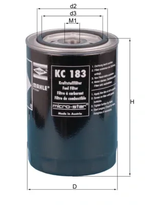 Паливний фільтр KC183 Mahle Original