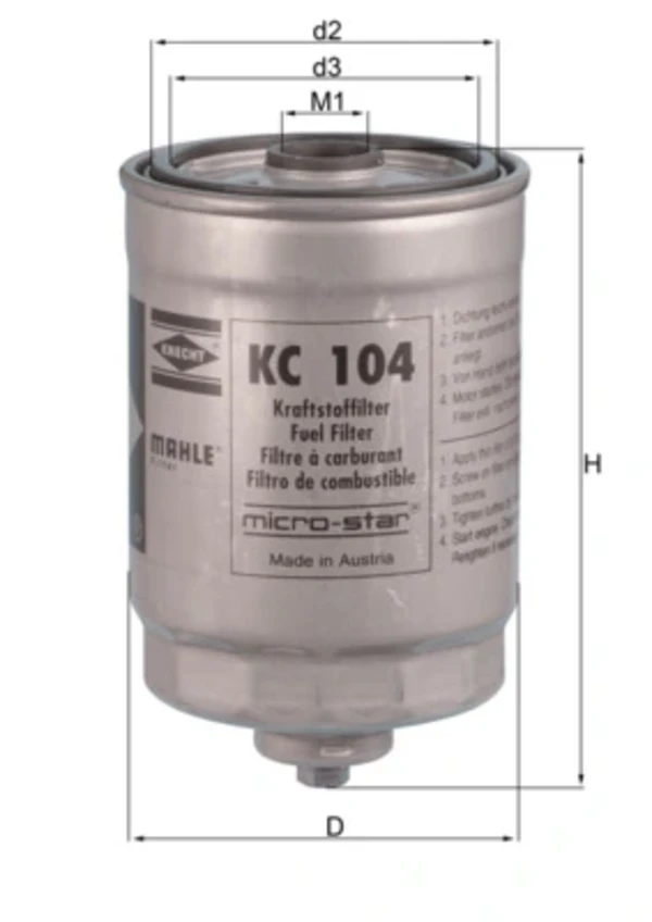 Паливний фільтр KC104 Mahle Original