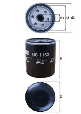 Масляний фільтр OC1182 Mahle Original