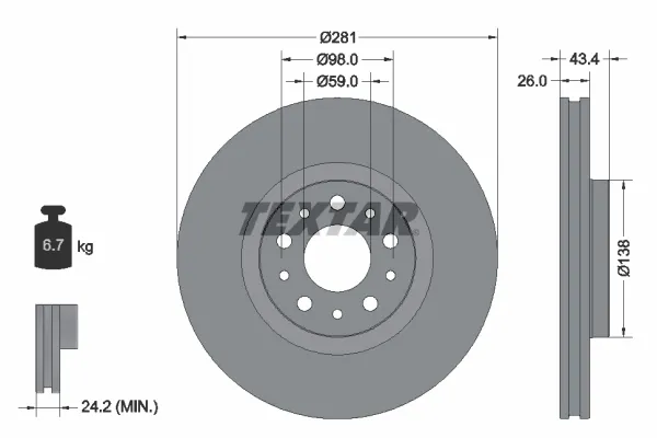Гальмівні диски передні 92304803 Textar