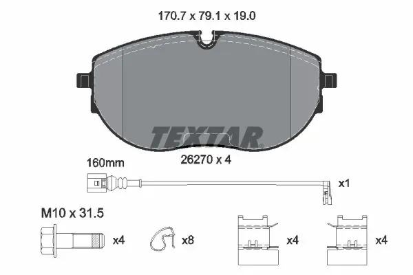 Передні тормозні колодки 2627001 Textar