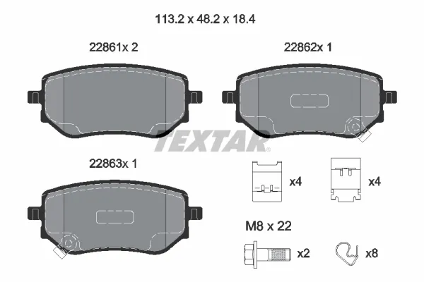 Задні гальмівні колодки 2286101 Textar