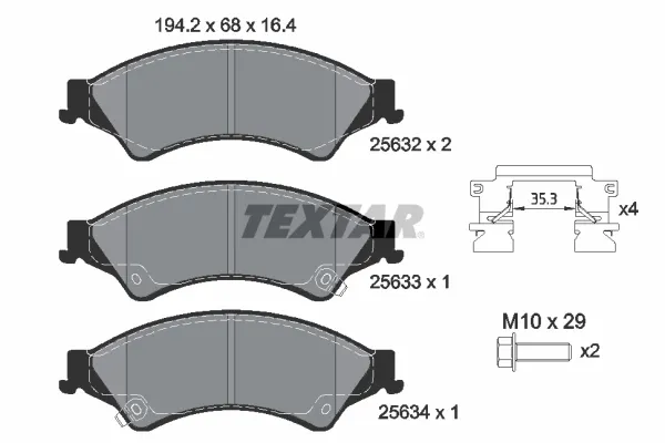 Передні тормозні колодки 2563201 Textar