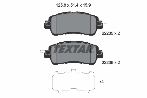 Передні тормозні колодки 2223501 Textar