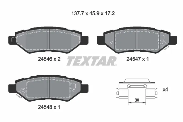 Задні гальмівні колодки 2454601 Textar