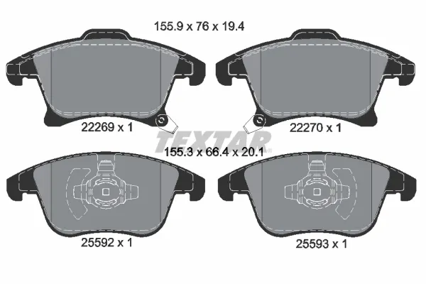 Передні тормозні колодки 2226901 Textar
