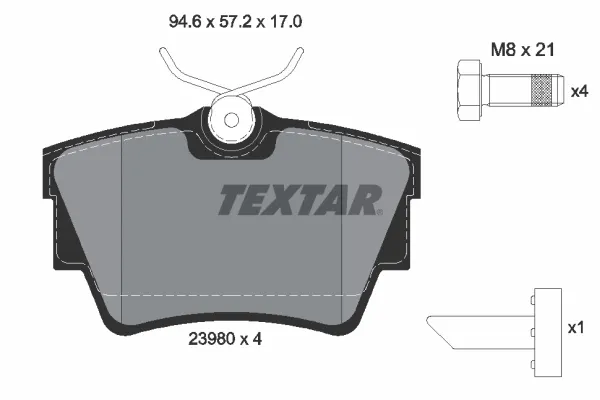 Задні гальмівні колодки 2398001 Textar