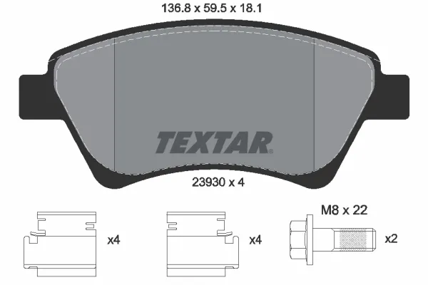 Передні тормозні колодки 2393001 Textar