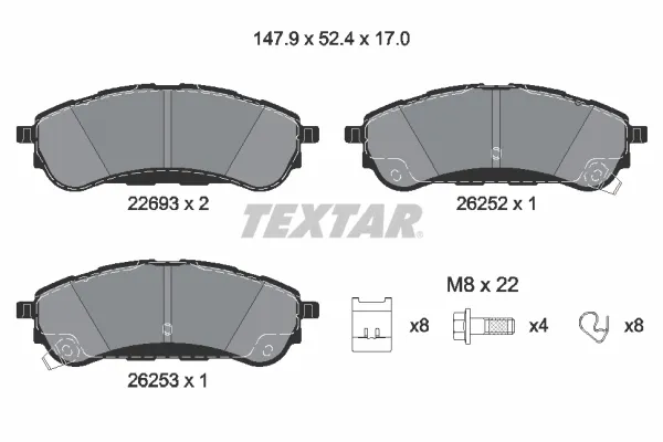 Задні гальмівні колодки 2269301 Textar