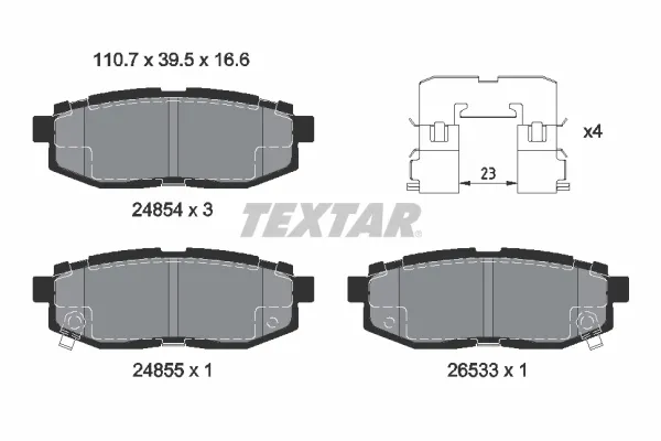 Задні гальмівні колодки 2485401 Textar