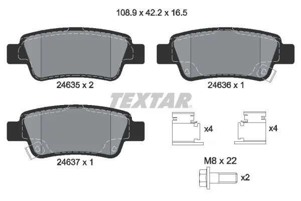 Задні гальмівні колодки 2463501 Textar