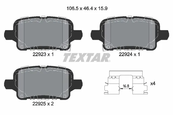 Задні гальмівні колодки 2292301 Textar