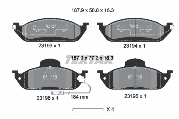 Передні тормозні колодки 2319303 Textar