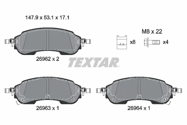 Задні гальмівні колодки 2696201 Textar