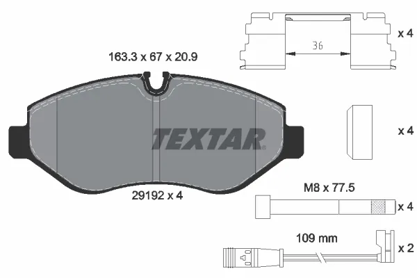 Передні тормозні колодки 2919202 Textar