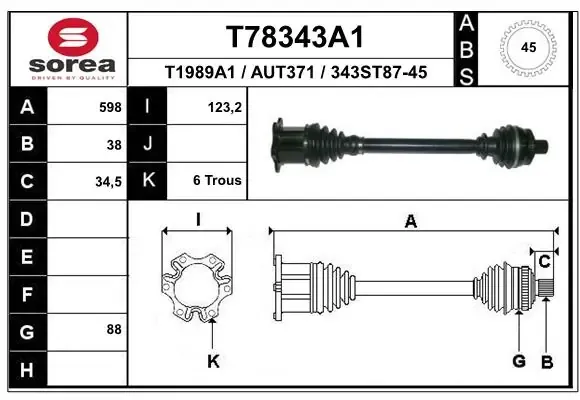 Ліва піввісь 302004190443 Magneti Marelli