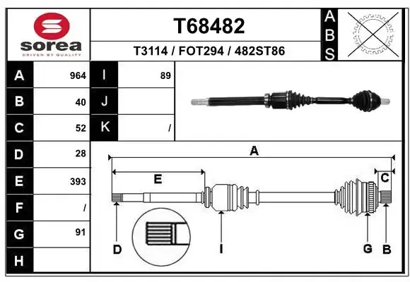Піввісь права BB3786 Posterparts