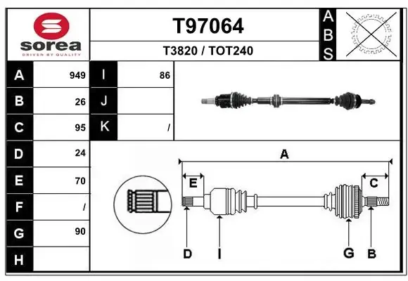 Піввісь права TPS000261A TPS
