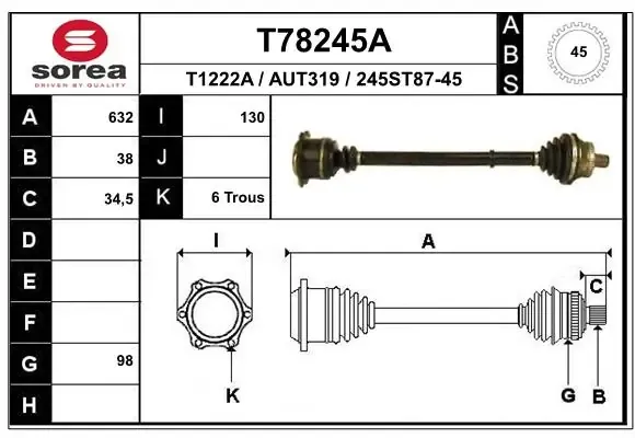 Ліва піввісь T78245A EAI