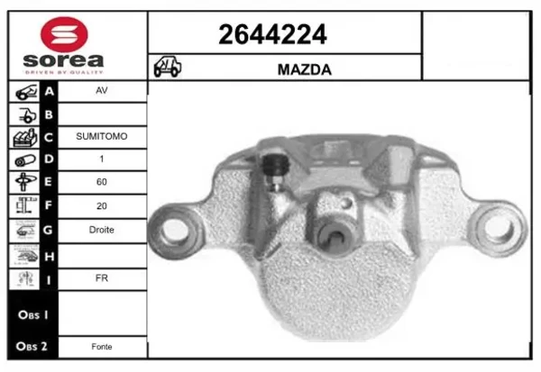  Супорт гальмівний передній правий Mazda E 