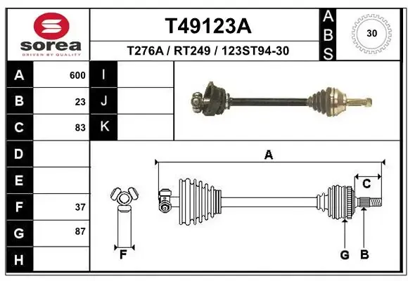 Ліва піввісь T49123A EAI
