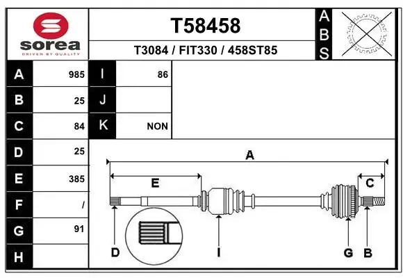 Піввісь права T58458 EAI