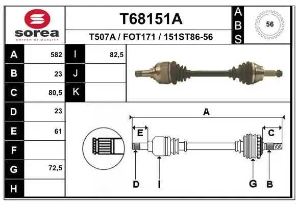 Ліва піввісь T68151A EAI
