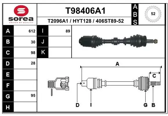 Піввісь права BGADS2707R BGA
