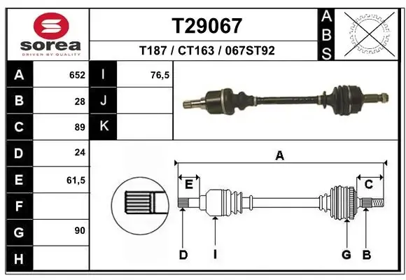 Ліва піввісь T29067 EAI