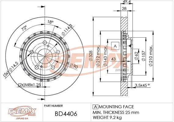 Гальмівні диски передні BD4406 Fremax