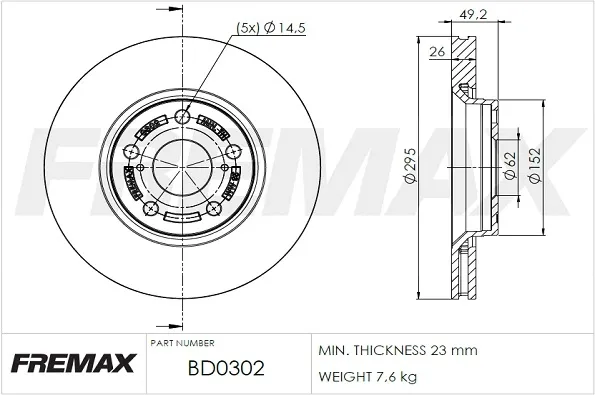 Гальмівні диски передні BD0302 Fremax