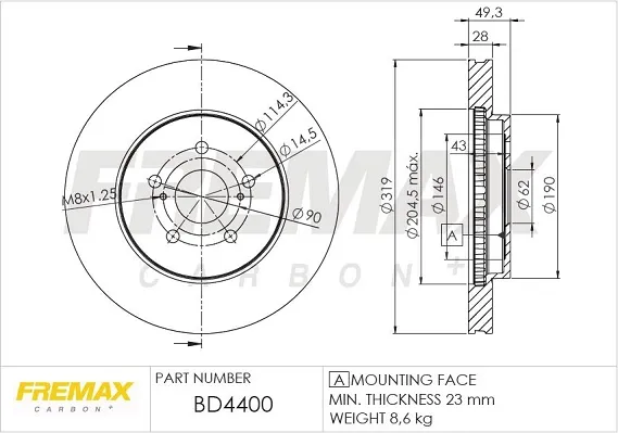 Гальмівні диски передні BD4400 Fremax