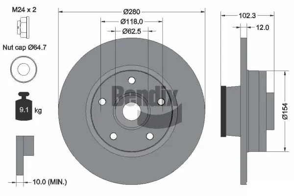 Гальмівні диски BDS1061 Jurid/Bendix
