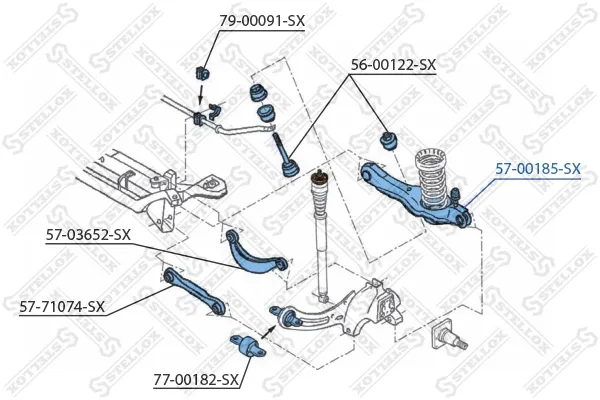 Важіль задньої підвіски нижній, лівий/правий 5700185SX Stellox