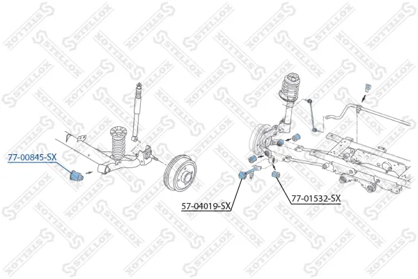 Сайлентблок задньої балки 7700845SX Stellox