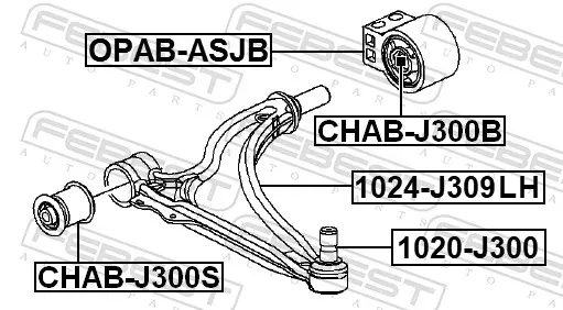 Важіль передньої підвіски нижній, лівий 1024J309LH Febest
