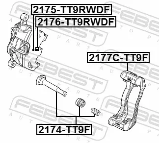 Ремкомплект переднього супорту 2175TT9RWDF Febest