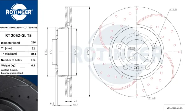Гальмівні диски передні RT2052GLT5 Rotinger
