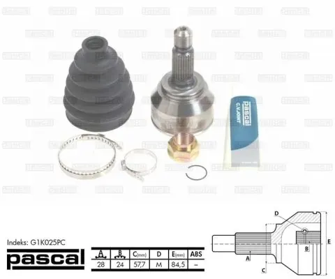 ШРУС зовнішній передній G1K025PC Pascal