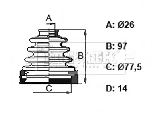 Пильник ШРУСа внутрішній BCB6158 Borg&beck