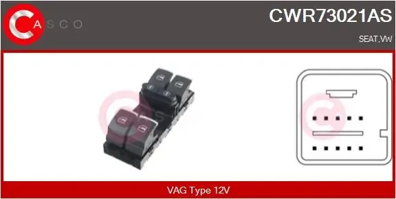 Кнопковий блок керування склопідіймачами передній лівий CWR73021AS Casco