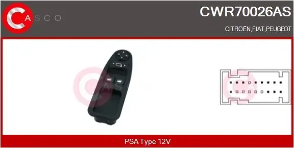 Кнопковий блок керування склопідіймачами передній лівий CWR70026AS Casco