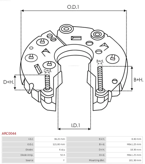 Міст доданий генератора Opel Corsa D мінівен (X12) (2006 - 2025) ціна, від 19.35 USD