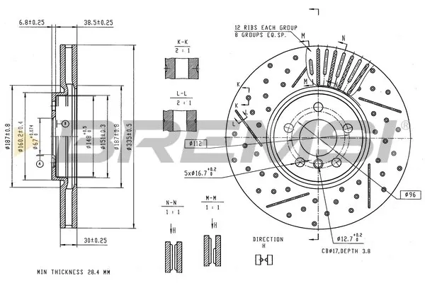 Гальмівні диски передні CD8925V Bremsi