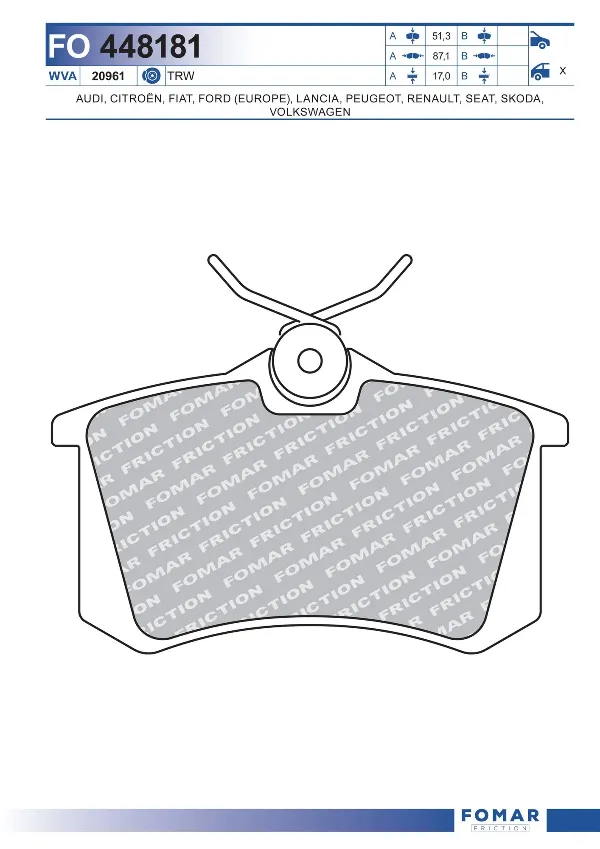 Задні гальмівні колодки Volkswagen Vento 1H2